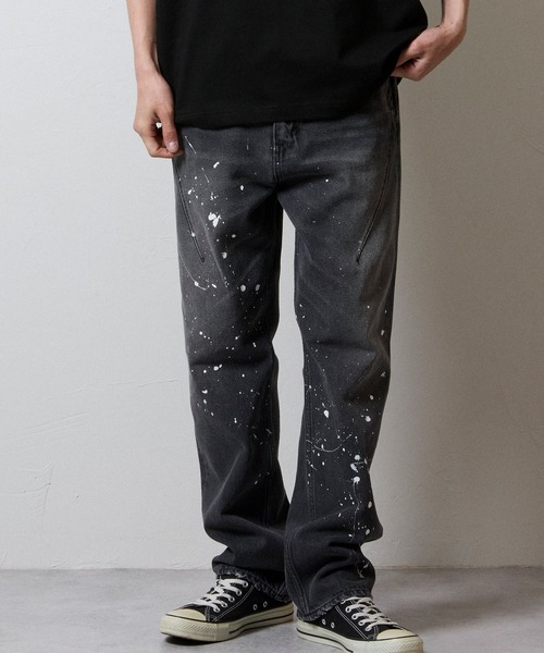 NUMBER (N)INE（ナンバーナイン）の「HAND PAINTED STRAIGHT DENIM JEANS VINTAGE WASH / ハンドペイント ストレート デニム ジーンズ ヴィンテージ ウォッシュ（デニムパンツ・メンズ・インディゴブルー/ブラック・4/3/2）」の5枚目の写真