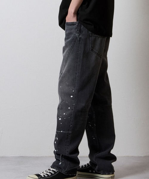 NUMBER (N)INE（ナンバーナイン）の「HAND PAINTED STRAIGHT DENIM JEANS VINTAGE WASH / ハンドペイント ストレート デニム ジーンズ ヴィンテージ ウォッシュ（デニムパンツ・メンズ・インディゴブルー/ブラック・4/3/2）」の7枚目の写真