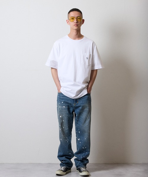 HAND PAINTED STRAIGHT DENIM JEANS VINTAGE WASH / ハンドペイント