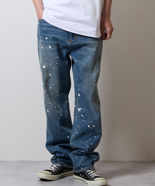 HAND PAINTED STRAIGHT DENIM JEANS VINTAGE WASH / ハンドペイント