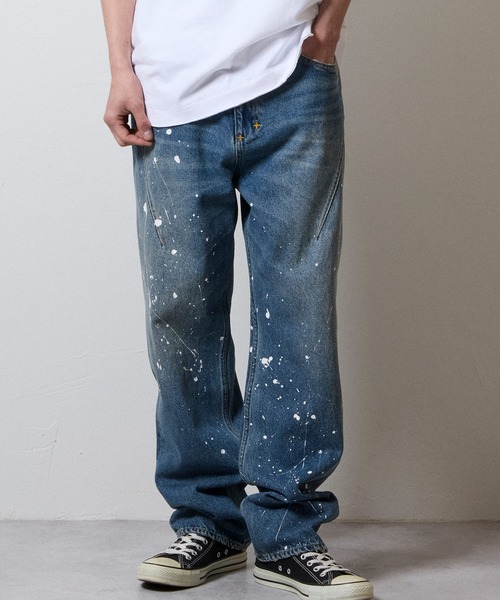 HAND PAINTED STRAIGHT DENIM JEANS VINTAGE WASH / ハンドペイント 