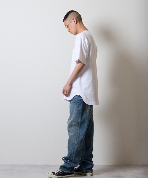 【スペシャルプライス】ハンドペイント・国産ワイドジーンズ HAND PAINTED STRAIGHT DENIM JEANS VINTAGE WASH / ハンドペイント