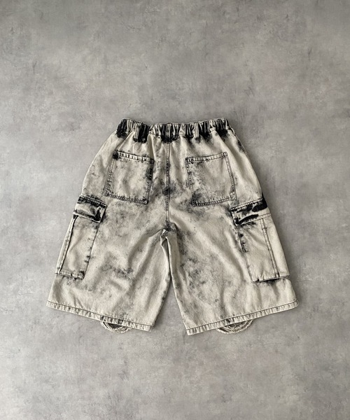 BENDER TOKYO(ベンダートウキョウ)の「クラッシュ ダメージ加工 ワイド カーゴショーツ デニムジョーツ(デニムパンツ・メンズ・グレー/ブラック・L/M)」の14枚目の写真