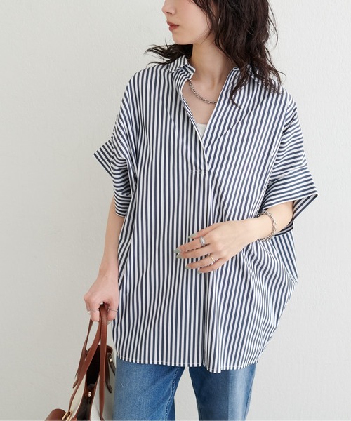 LARUTA(ラルータ)の「【LARUTA】ドルマンスキッパーシャツ(シャツ/ブラウス・レディース・ラベンダー/ミント/その他1/ネイビー/オフホワイト・FREE)」の5枚目の写真