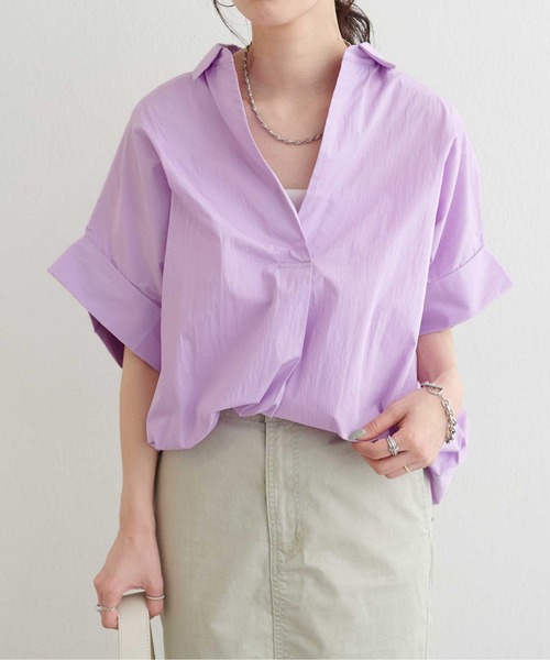LARUTA(ラルータ)の「【LARUTA】ドルマンスキッパーシャツ(シャツ/ブラウス・レディース・ラベンダー/ミント/その他1/ネイビー/オフホワイト・FREE)」の14枚目の写真