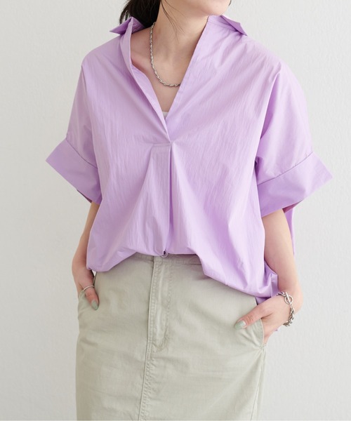 LARUTA(ラルータ)の「【LARUTA】ドルマンスキッパーシャツ(シャツ/ブラウス・レディース・ラベンダー/ミント/その他1/ネイビー/オフホワイト・FREE)」の13枚目の写真