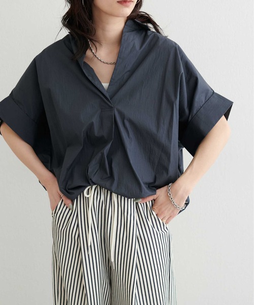 LARUTA(ラルータ)の「【LARUTA】ドルマンスキッパーシャツ(シャツ/ブラウス・レディース・ラベンダー/ミント/その他1/ネイビー/オフホワイト・FREE)」の9枚目の写真