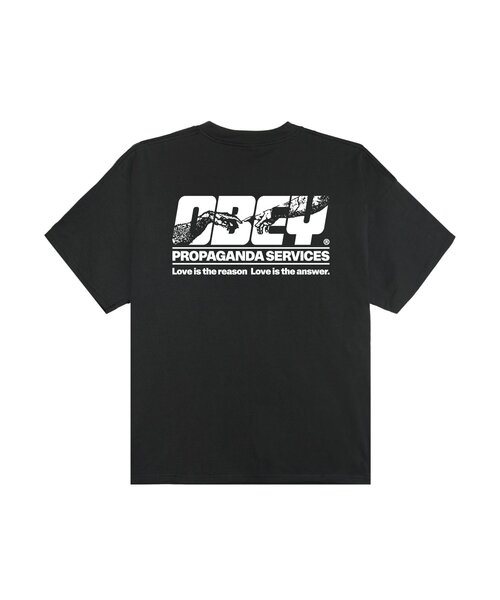 OBEY(オベイ)の「【OBEY】PROPAGANDA SERVICES(Tシャツ/カットソー・レディース・ブラック/ホワイト・SMALL)」の4枚目の写真