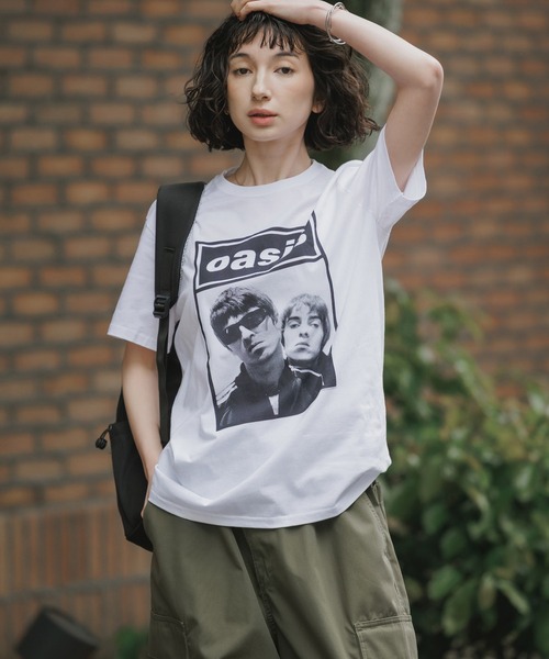 セール】Oasis / オアシス プリントデザイン クルーネックTシャツ