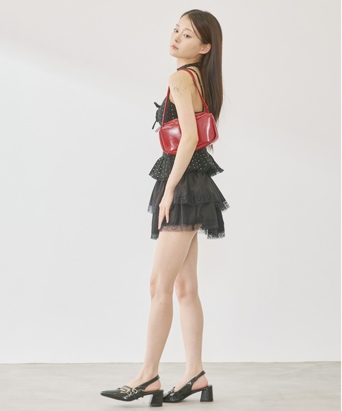 P.V.T(ピーブイティー)の「フリルレースティアードミニスカート(スカート・レディース・White/Black・F)」の8枚目の写真