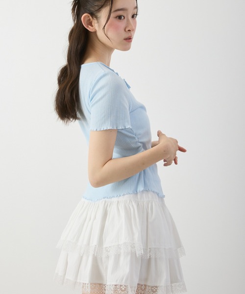 P.V.T(ピーブイティー)の「フリルレースティアードミニスカート(スカート・レディース・White/Black・F)」の21枚目の写真