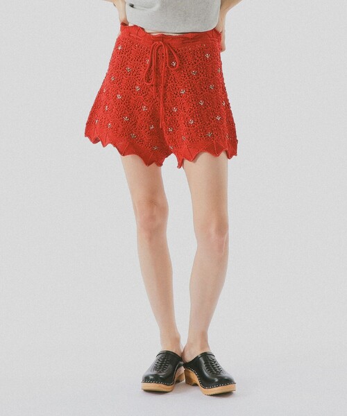 BEAMS COUTURE(ビームスクチュール)の「透かし編み ショート パンツ(その他パンツ・レディース・ホワイト系その他5/レッド・ONE SIZE)」の14枚目の写真