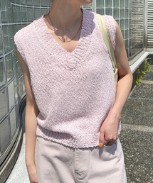 Vネックスラブニットベスト