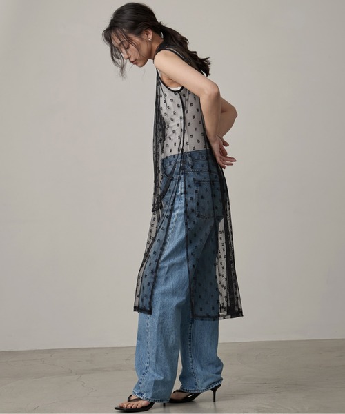 OFROOM(オフルーム)の「Lace Onepiece Narrow Scarf Set|レースワンピースナロースカーフセット(ワンピース・レディース・ホワイト/ブラック・FREE)」の6枚目の写真