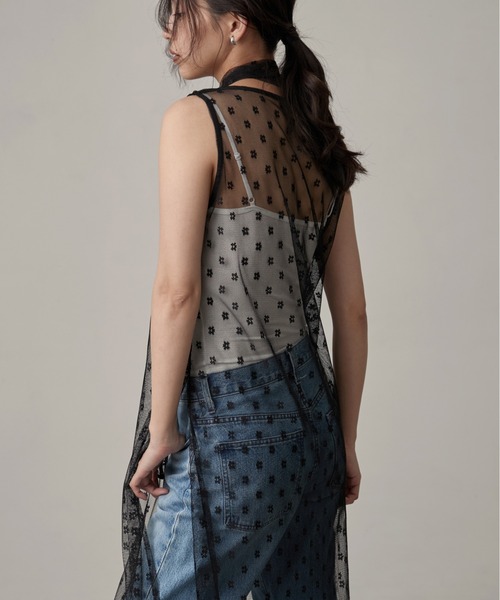 OFROOM(オフルーム)の「Lace Onepiece Narrow Scarf Set|レースワンピースナロースカーフセット(ワンピース・レディース・ホワイト/ブラック・FREE)」の13枚目の写真