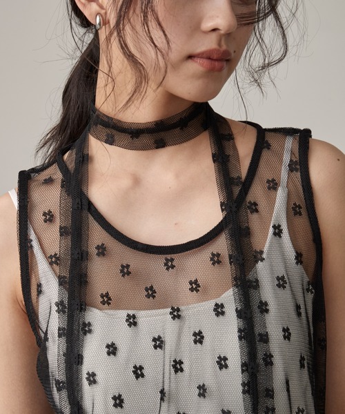 OFROOM(オフルーム)の「Lace Onepiece Narrow Scarf Set|レースワンピースナロースカーフセット(ワンピース・レディース・ホワイト/ブラック・FREE)」の8枚目の写真