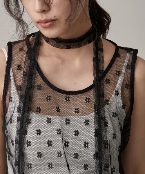 OFROOM(オフルーム)の「Lace Onepiece Narrow Scarf Set|レースワンピースナロースカーフセット(ワンピース・レディース・ホワイト/ブラック・FREE)」の9枚目の写真