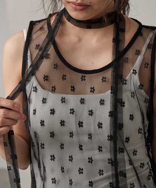 OFROOM(オフルーム)の「Lace Onepiece Narrow Scarf Set|レースワンピースナロースカーフセット(ワンピース・レディース・ホワイト/ブラック・FREE)」の15枚目の写真
