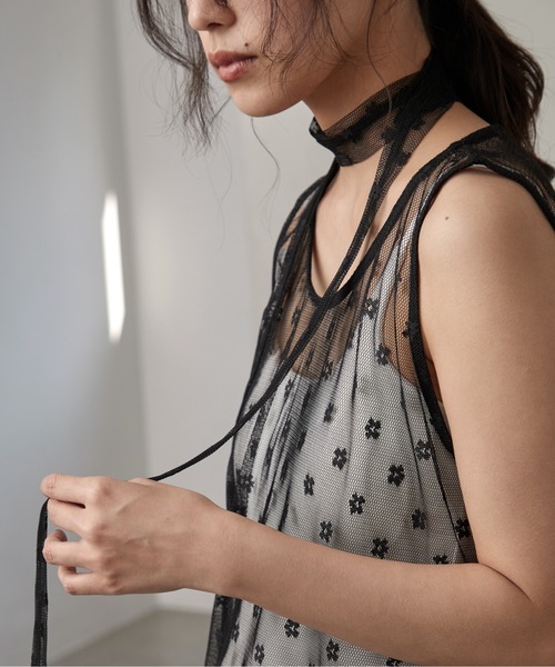 OFROOM(オフルーム)の「Lace Onepiece Narrow Scarf Set|レースワンピースナロースカーフセット(ワンピース・レディース・ホワイト/ブラック・FREE)」の16枚目の写真