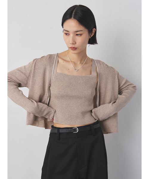 MIESROHE(ミースロエ)の「【セットアップ対応】シルク混RIBニットキャミ(ニット/セーター・レディース・ダークネイビー/ホワイト/ベージュ/ミント・F)」の7枚目の写真