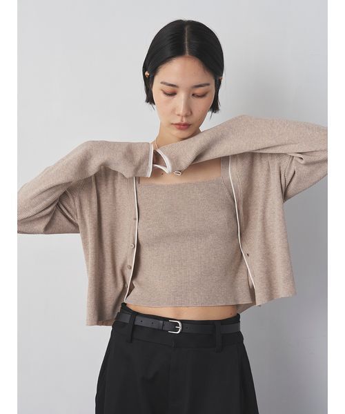MIESROHE(ミースロエ)の「【セットアップ対応】シルク混RIBニットキャミ(ニット/セーター・レディース・ダークネイビー/ホワイト/ベージュ/ミント・F)」の8枚目の写真