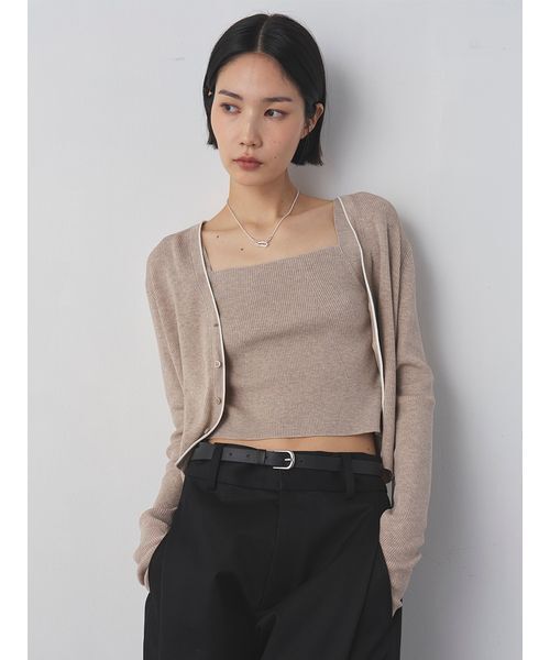 MIESROHE(ミースロエ)の「【セットアップ対応】シルク混RIBニットキャミ(ニット/セーター・レディース・ダークネイビー/ホワイト/ベージュ/ミント・F)」の9枚目の写真