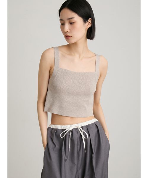 MIESROHE(ミースロエ)の「【セットアップ対応】シルク混RIBニットキャミ(ニット/セーター・レディース・ダークネイビー/ホワイト/ベージュ/ミント・F)」の12枚目の写真