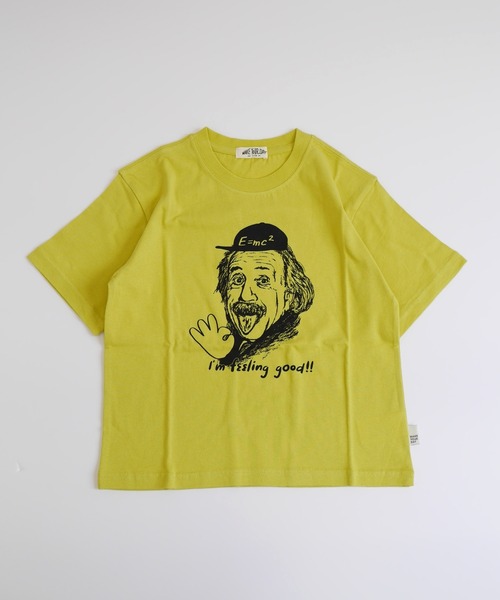MAKE YOUR DAY(メイクユアデイ)の「OKアインシュタイン柄半袖Tシャツ(Tシャツ/カットソー・キッズ・イエロー/ミント・90/80/140/130/120/100/110)」の1枚目の写真