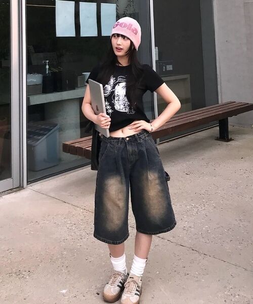 ANEWBROS（アニュブロス）の「ベリーカペンダー バミューダデニムショーツパンツ 3カラー [ANSD_7501]（その他パンツ・レディース・グレー/イエロー×ブラック/ブルー・SMALL/MEDIUM/LARGE/X-LARGE/2XL）」の6枚目の写真