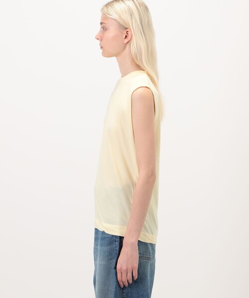 ATON(エイトン)の「ATON FRESCA SINGLE JERSEY ノースリーブプルオーバー(タンクトップ・レディース・ライトイエロー/ライトブルー・1)」の5枚目の写真