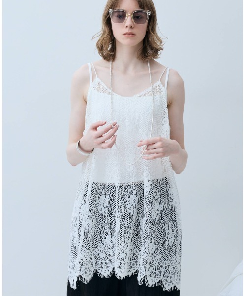 flaeu(フラユ)の「Lace Tunic Camisole(キャミソール・レディース・ブラック/アイボリー・FREE)」の6枚目の写真