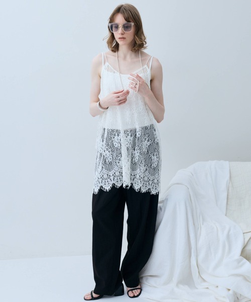 flaeu(フラユ)の「Lace Tunic Camisole(キャミソール・レディース・ブラック/アイボリー・FREE)」の7枚目の写真