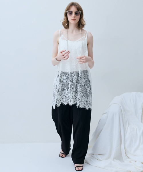 flaeu(フラユ)の「Lace Tunic Camisole(キャミソール・レディース・ブラック/アイボリー・FREE)」の8枚目の写真