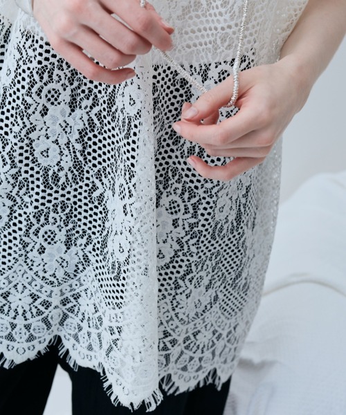 flaeu(フラユ)の「Lace Tunic Camisole(キャミソール・レディース・ブラック/アイボリー・FREE)」の9枚目の写真