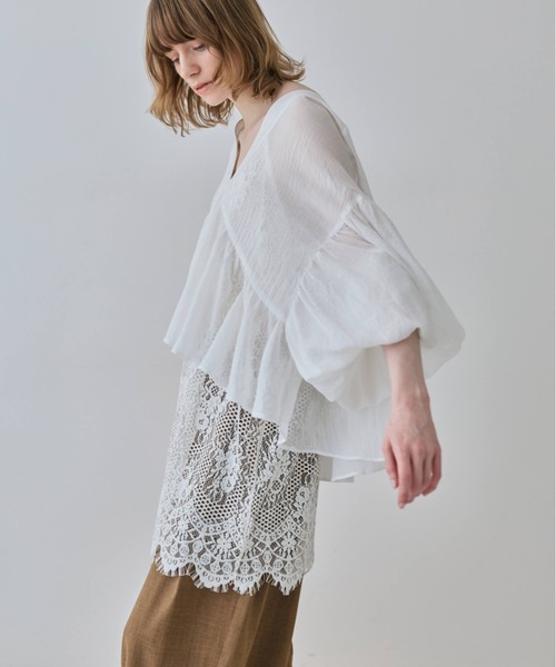 flaeu(フラユ)の「Lace Tunic Camisole(キャミソール・レディース・ブラック/アイボリー・FREE)」の5枚目の写真
