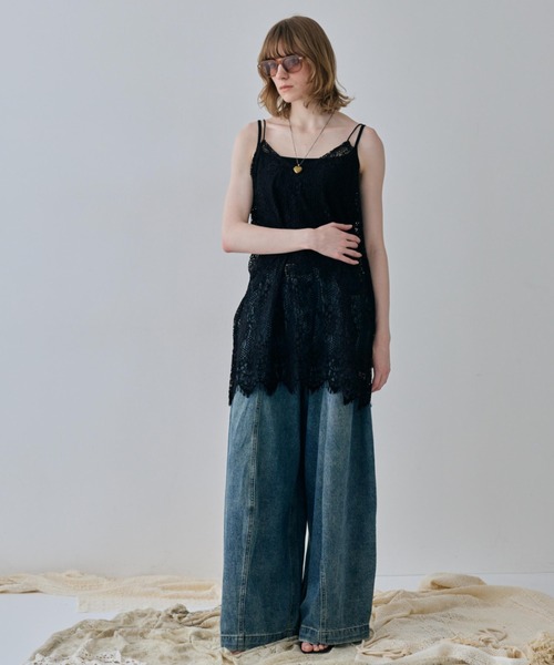 flaeu(フラユ)の「Lace Tunic Camisole(キャミソール・レディース・ブラック/アイボリー・FREE)」の14枚目の写真