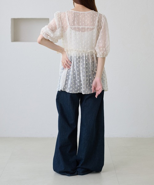 apres jour clair(アプレジュールクレア)の「【apres jour clair】花柄刺繍ペプラムトップス(シャツ/ブラウス・レディース・アイボリー/ピンク/ブラック/オフホワイト・フリー/X-LARGE)」の20枚目の写真