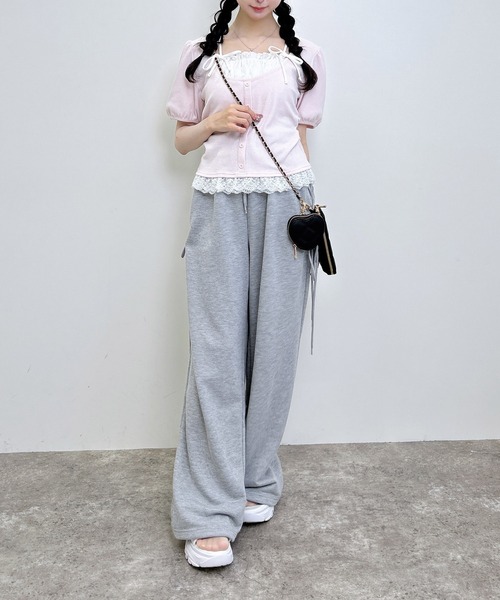 INGNI(イング)の「キャミレイヤード風ダブルリボンレースリブトップス(Tシャツ/カットソー・レディース・その他3/ホワイト系その他3/ライトピンク/ブラック・M)」の21枚目の写真
