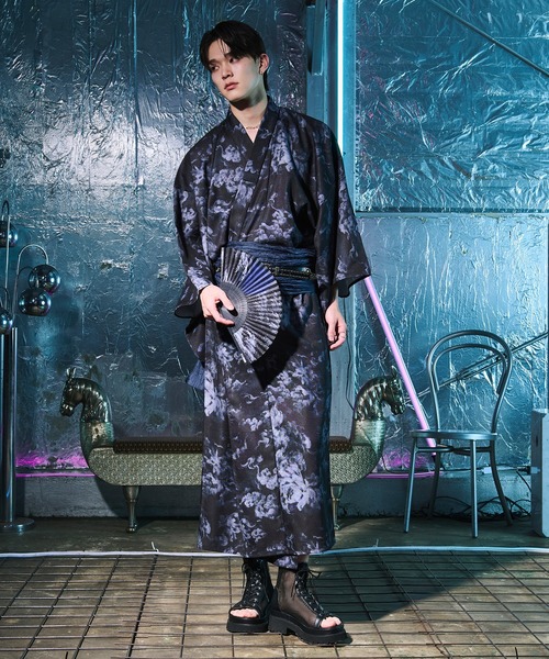 Ellno Loset(エルノロゼット)の「扇子付きアソート浴衣3set【浴衣・兵児帯・扇子】(浴衣・メンズ・ブラック/ダークブルー・SMALL/MEDIUM/LARGE)」の8枚目の写真