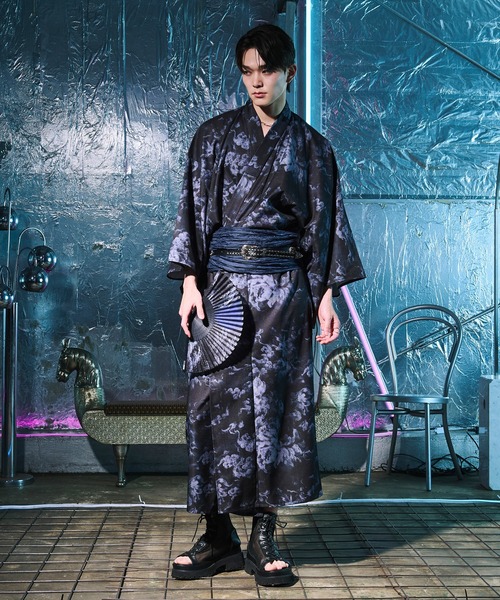 Ellno Loset(エルノロゼット)の「扇子付きアソート浴衣3set【浴衣・兵児帯・扇子】(浴衣・メンズ・ブラック/ダークブルー・SMALL/MEDIUM/LARGE)」の9枚目の写真