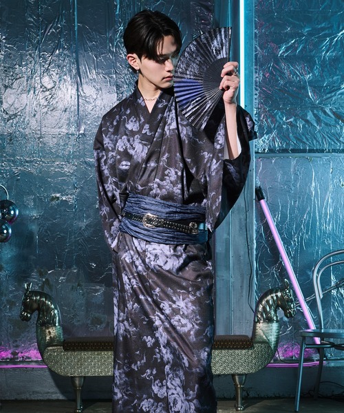 Ellno Loset(エルノロゼット)の「扇子付きアソート浴衣3set【浴衣・兵児帯・扇子】(浴衣・メンズ・ブラック/ダークブルー・SMALL/MEDIUM/LARGE)」の17枚目の写真