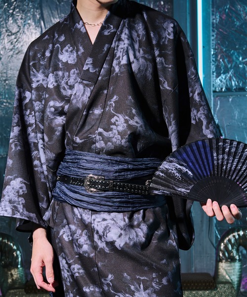 Ellno Loset(エルノロゼット)の「扇子付きアソート浴衣3set【浴衣・兵児帯・扇子】(浴衣・メンズ・ブラック/ダークブルー・SMALL/MEDIUM/LARGE)」の12枚目の写真