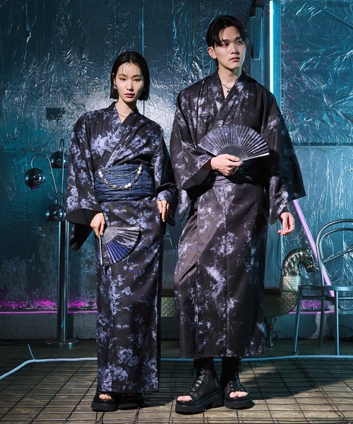 Ellno Loset(エルノロゼット)の「扇子付きアソート浴衣3set【浴衣・兵児帯・扇子】(浴衣・メンズ・ブラック/ダークブルー・SMALL/MEDIUM/LARGE)」の6枚目の写真