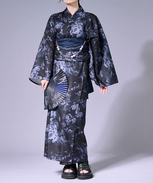 Ellno Loset(エルノロゼット)の「扇子付きアソート浴衣3set【浴衣・兵児帯・扇子】(浴衣・メンズ・ブラック/ダークブルー・SMALL/MEDIUM/LARGE)」の4枚目の写真