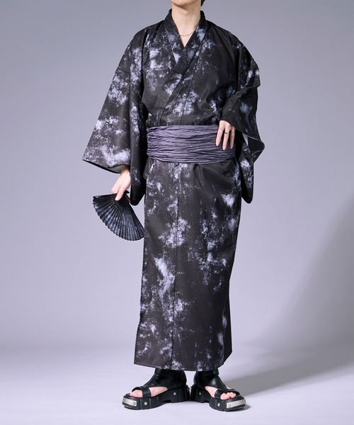 Ellno Loset(エルノロゼット)の「扇子付きアソート浴衣3set【浴衣・兵児帯・扇子】(浴衣・メンズ・ブラック/ダークブルー・SMALL/MEDIUM/LARGE)」の5枚目の写真