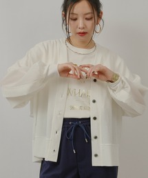 異素材バックフリルカーデ