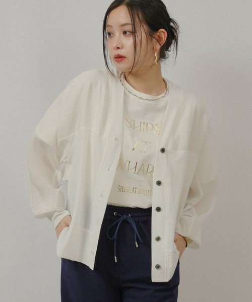palm RICHE(ポームリシュ)の「異素材バックフリルカーデ(カーディガン/ボレロ・レディース・ブラック/ブルー/オフホワイト・M)」の17枚目の写真