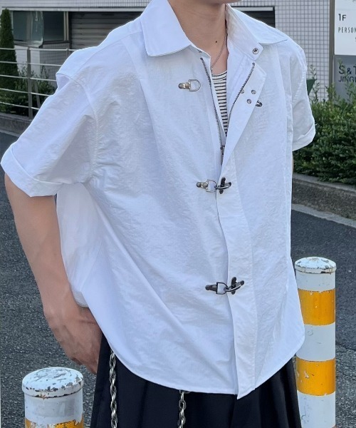 Chikashitsu +】front hook shirt jacket (2color) / 【チカシツプラス