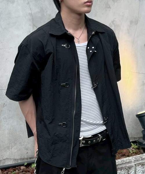 Chikashitsu +】front hook shirt jacket (2color) / 【チカシツプラス