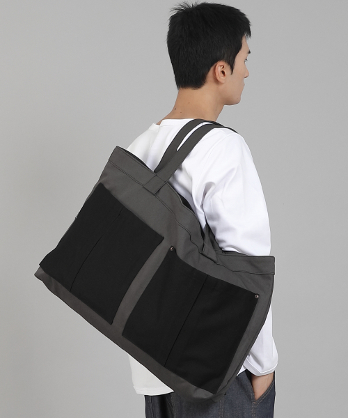 SAINTCREW(セントクルー)の「ダブルカーゴポケットEXワイドエコバッグDCP-160ダークグレー(エコバッグ/サブバッグ・メンズ・その他・フリー)」の2枚目の写真